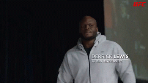 A Man In A White Jacket With The Name Derrick Lewis On The Front GIF