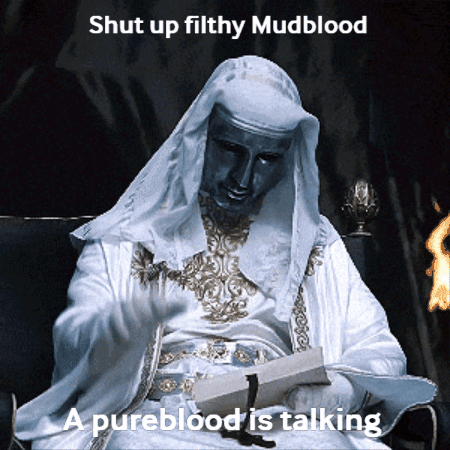 Man In White Robe Reading Book Saying Shut Up Filthy Mudblood GIF