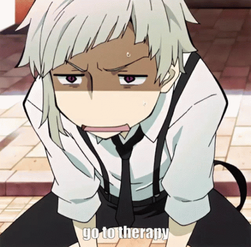 A Man In A White Shirt And Black Tie Is Kneeling Down And Says Go To Therapy GIF