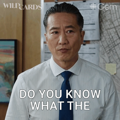 A Man In A White Shirt And Blue Tie Is Asking Do You Know What The GIF