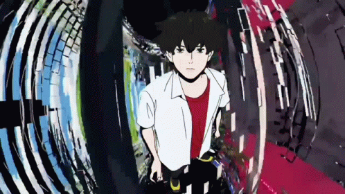 A Man In A White Shirt And Red Shirt Is Standing In A Tunnel . GIF