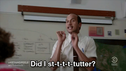 A Man In A White Shirt And Tie Is Asking Did I St-T-T-T-Tutter GIF