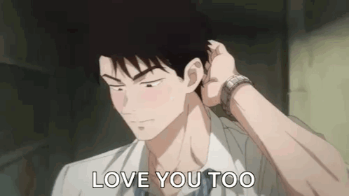 A Man In A White Shirt And Tie Is Brushing His Hair And Says `` I Love You Too '' . GIF