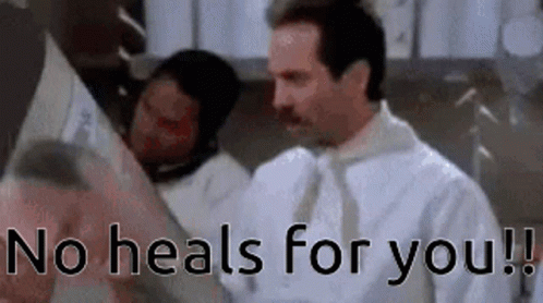 A Man In A White Shirt And Tie Is Standing Next To A Woman In A Hospital Bed . GIF