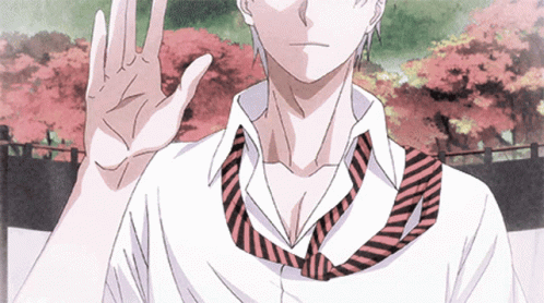 A Man In A White Shirt And Tie Is Waving GIF