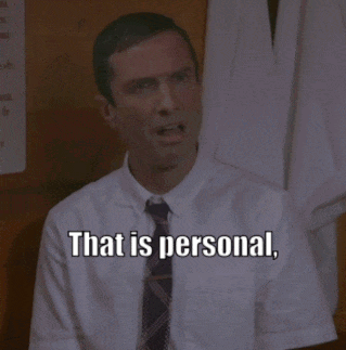A Man In A White Shirt And Tie With The Words That Is Personal Not True And A Good Idea GIF
