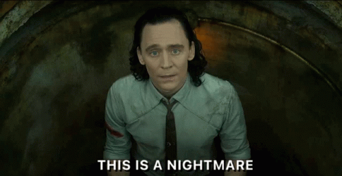 A Man In A White Shirt And Tie With The Words This Is A Nightmare Above Him GIF