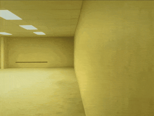 A Man In A White Shirt Is Running Through A Room Filled With Furniture GIF