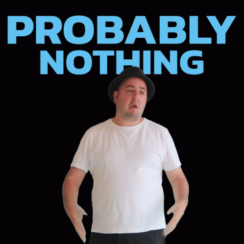 A Man In A White Shirt Is Standing In Front Of A Black Background That Says Probably Nothing GIF
