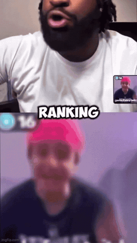A Man In A White Shirt Is Talking To Another Man In A Pink Hat And The Words Ranking Are Above Him GIF
