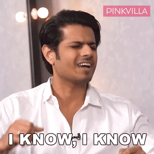 A Man In A White Shirt Says " I Know " GIF
