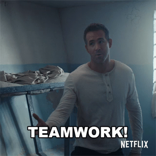 A Man In A White Shirt Says Teamwork On A Netflix Advertisement GIF