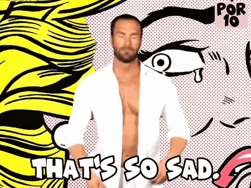 A Man In A White Shirt Says That 'S So Sad In Front Of A Woman 'S Eye GIF