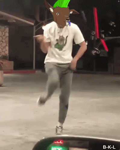 Man In White Shirt With Deer Head Mask GIF