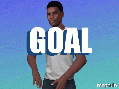A Man In A White Shirt With The Word Goal Behind Him GIF
