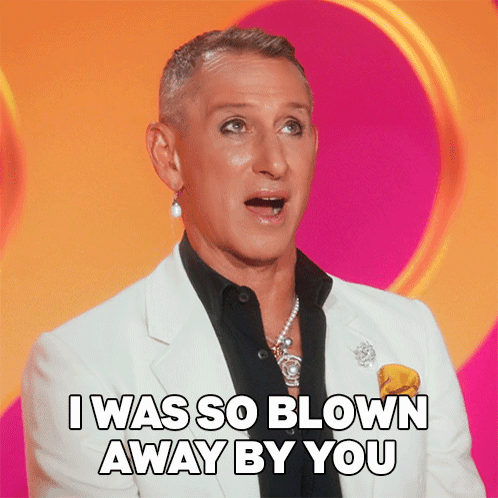 A Man In A White Suit And Black Shirt Says I Was So Blown Away By You GIF