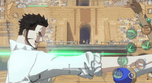A Man In A White Suit Is Fighting Another Man In A Game GIF