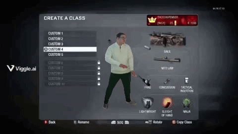 A Man In A White Sweater Is Standing In Front Of A Screen That Says " Create A Class " GIF