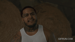 A Man In A White Tank Top Has A Tattoo On His Neck That Says ' Ls ' GIF