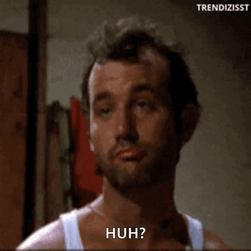 Man In White Tank Top Brushing Teeth Huh GIF