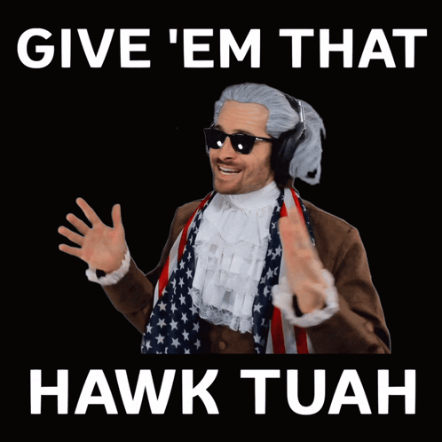A Man In A Wig And Sunglasses Says Give ' Em That Hawk Tuan GIF
