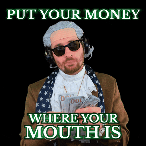 Man With Wig Holding Money Put Your Money Where Your Mouth Is GIF