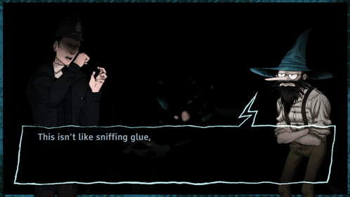 A Man In A Wizard Hat Talks To Another Man In A Police Hat GIF