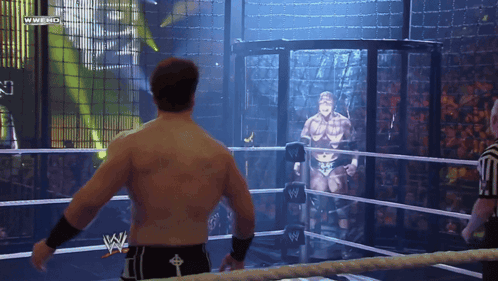 a man in a wrestling ring with the words wwe hd on the bottom right