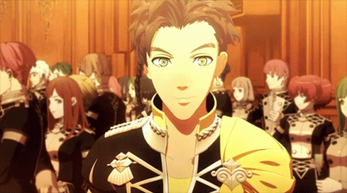 A Man In A Yellow And Black Uniform Is Standing In Front Of A Crowd Of People GIF