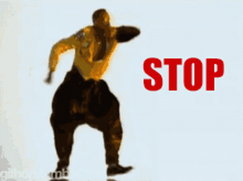 A Man In A Yellow Shirt Is Dancing With The Words Baby Time Behind Him GIF