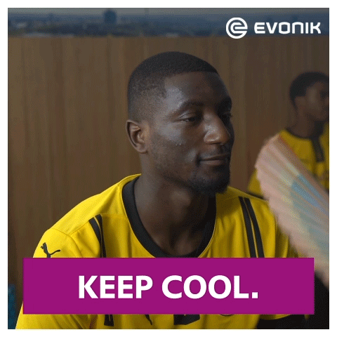 A Man In A Yellow Shirt Says Keep Cool On A Purple Background GIF