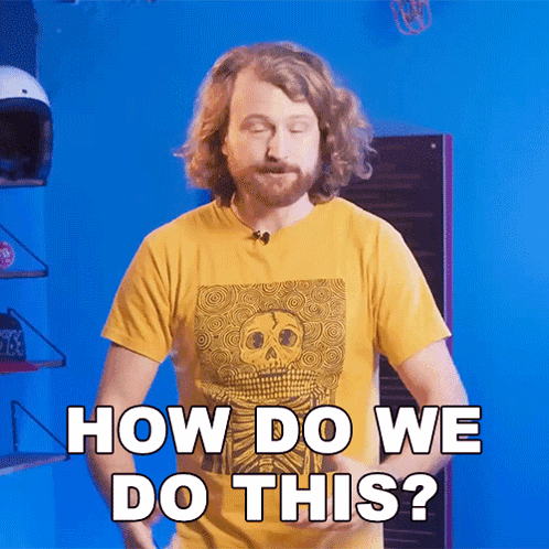 A Man In A Yellow Shirt With A Skull On It Says How Do We Do This GIF