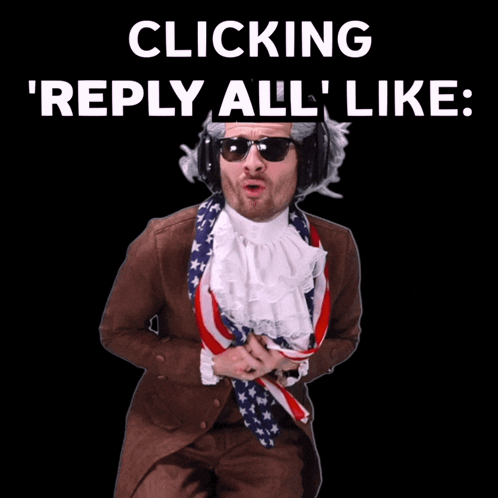 A Man In An American Flag Costume Says Clicking ' Reply All ' Like GIF