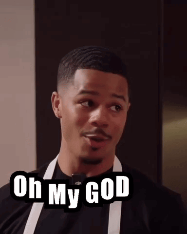 A Man In An Apron Is Making A Funny Face And Says Oh My God . GIF