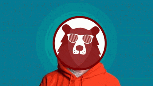 A Man In An Orange Hoodie Is Pointing At The Camera With A Bear In Front Of His Face That Says " Count Me In " GIF