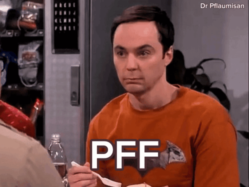 A Man In An Orange Shirt Says Pff While Eating Food GIF