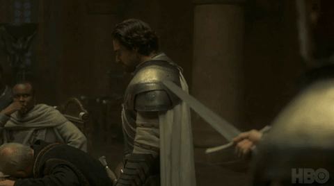 A Man In Armor Says " I Am Your Lord Commander Sir Criston " GIF