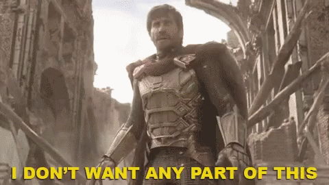 A Man In Armor With The Words " I Don 'T Want Any Part Of This " Behind Him GIF