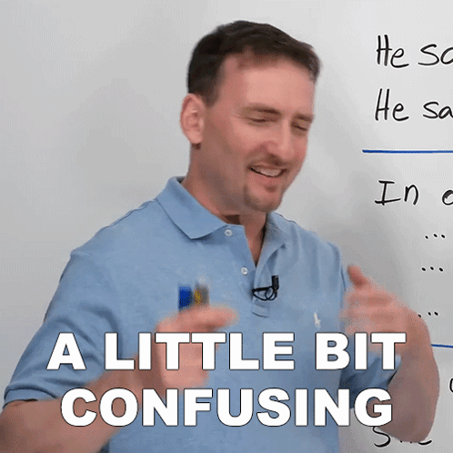 A Man In Front Of A White Board With The Words " A Little Bit Confusing " On It GIF