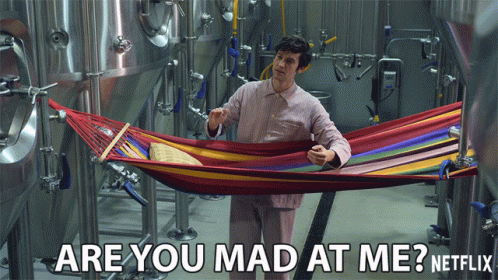 Man In Pajamas Holding Hammock And Asking Are You Mad GIF