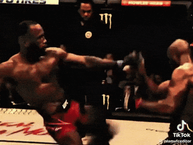 A Man In Red Shorts Is Kicking Another Man In A Boxing Match GIF