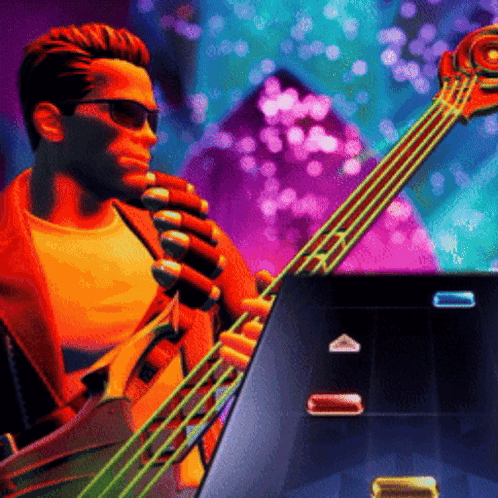 A Man In Sunglasses Is Playing A Guitar GIF