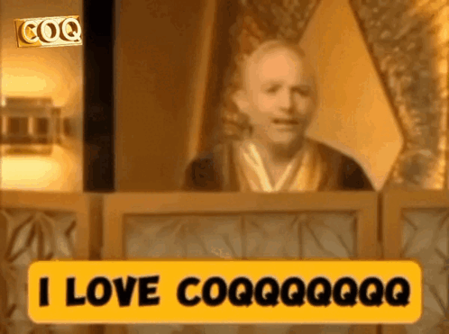 A Man Is Behind A Yellow Sign That Says I Love Coo GIF