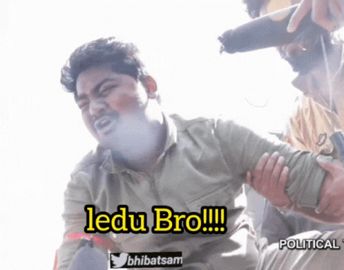 A Man Is Being Held By Another Man And Says Ledu Bro GIF