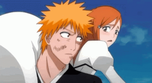 a man is carrying a woman on his back in an anime .