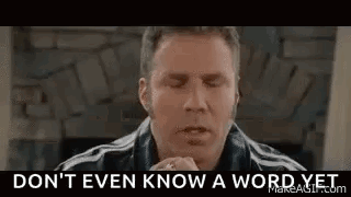 A Man Is Coughing And Saying `` Don T Even Know A Word Yet '' . GIF