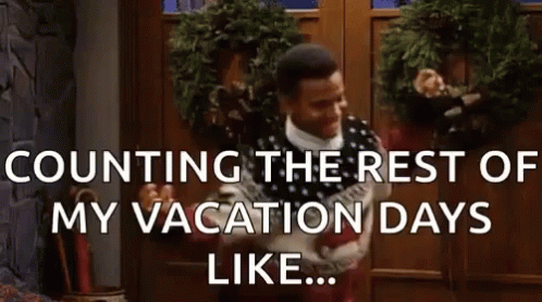 A Man Is Counting The Rest Of His Vacation Days Like A Christmas Sweater . GIF