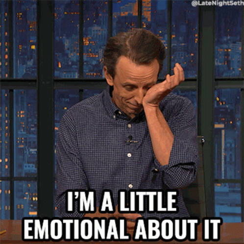 A Man Is Covering His Face With His Hand And Says I 'M A Little Emotional About It GIF