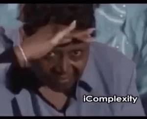 A Man Is Covering His Face With His Hand And The Words `` Icomplexity '' Are Next To Him . GIF