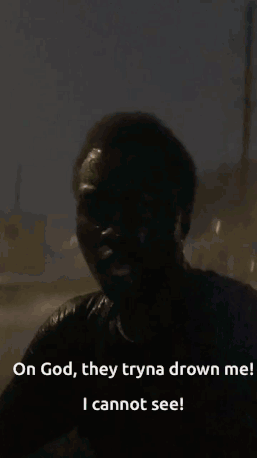 A Man Is Crying And Saying `` On God , They Tryna Drown Me I Cannot See '' . GIF